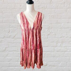 NWT FLT Studio Rose Pink Sleeveless V Neck Casual Dress with Ruffles in Size S